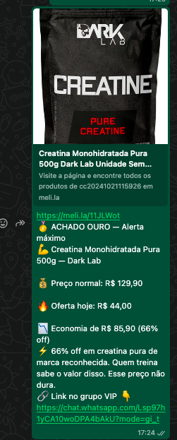 Oferta de Creatina Dark Lab — 66% off